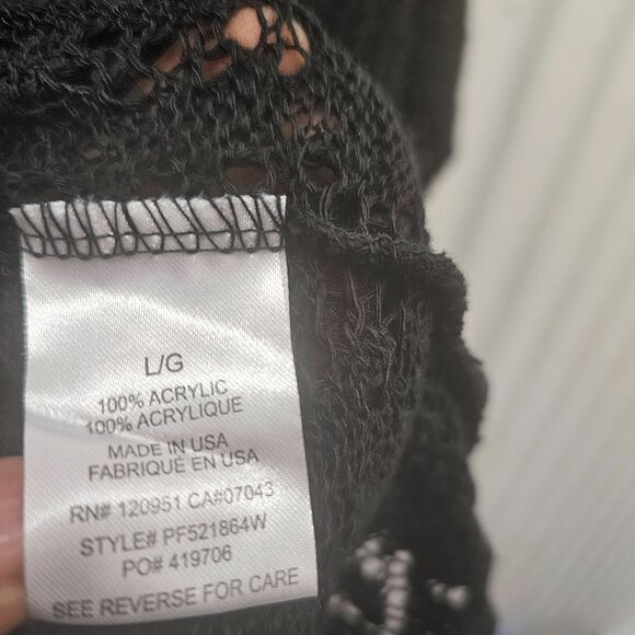 Pink Rose Womens Black Open Knit Cardigan Sweater Size L - Picture 7 of 8